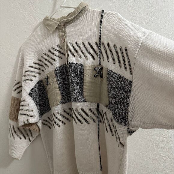 Vintage Bonnie and Bill by Holly Geometric Pattern Collared Sweater M - Picture 3 of 6